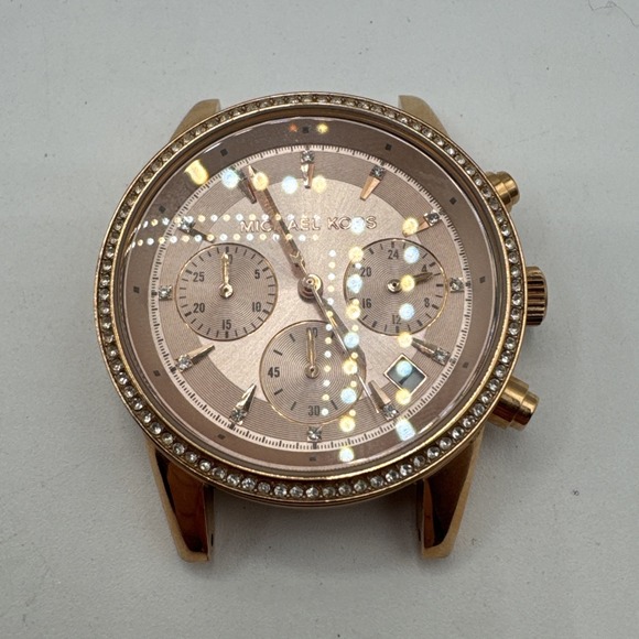 MICHAEL KORS MK6493 Ritz Rose Gold Blush Chronograph Crystal Bezel